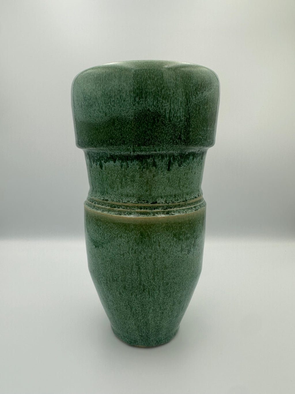 Stepped Bud Vase - Glossy Green