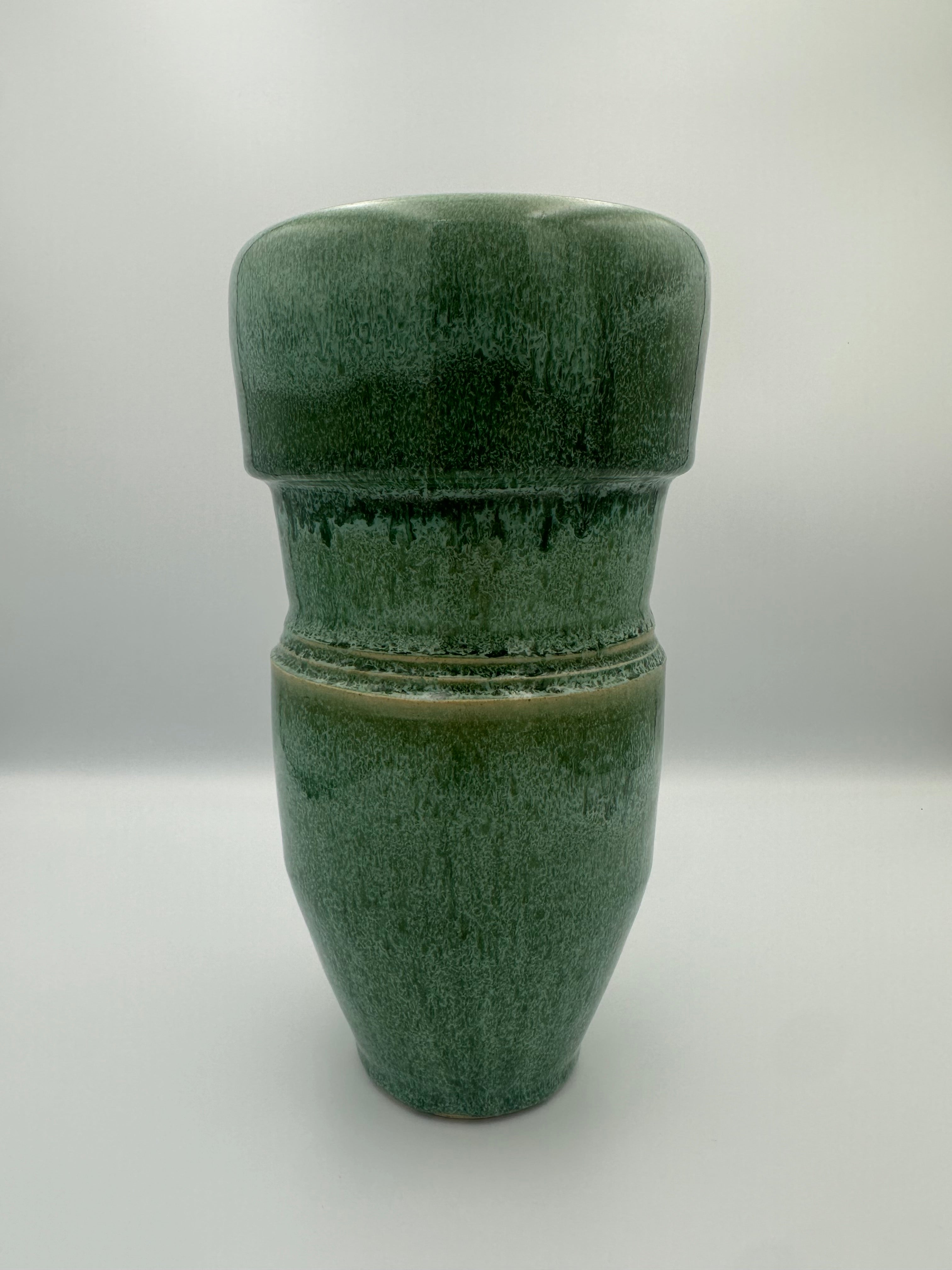 Stepped Bud Vase - Glossy Green