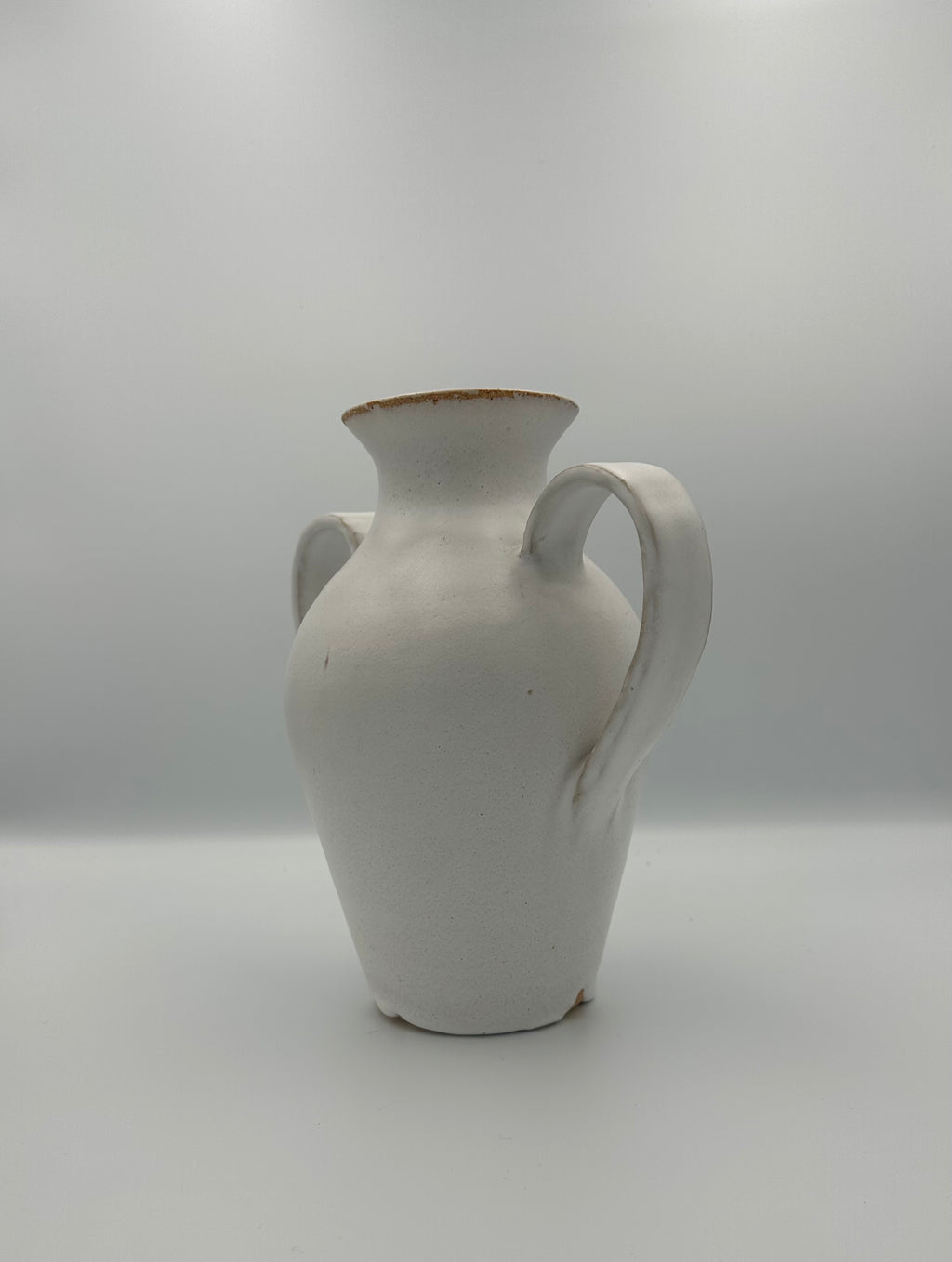 Handled Bulbous Vase - Speckled White