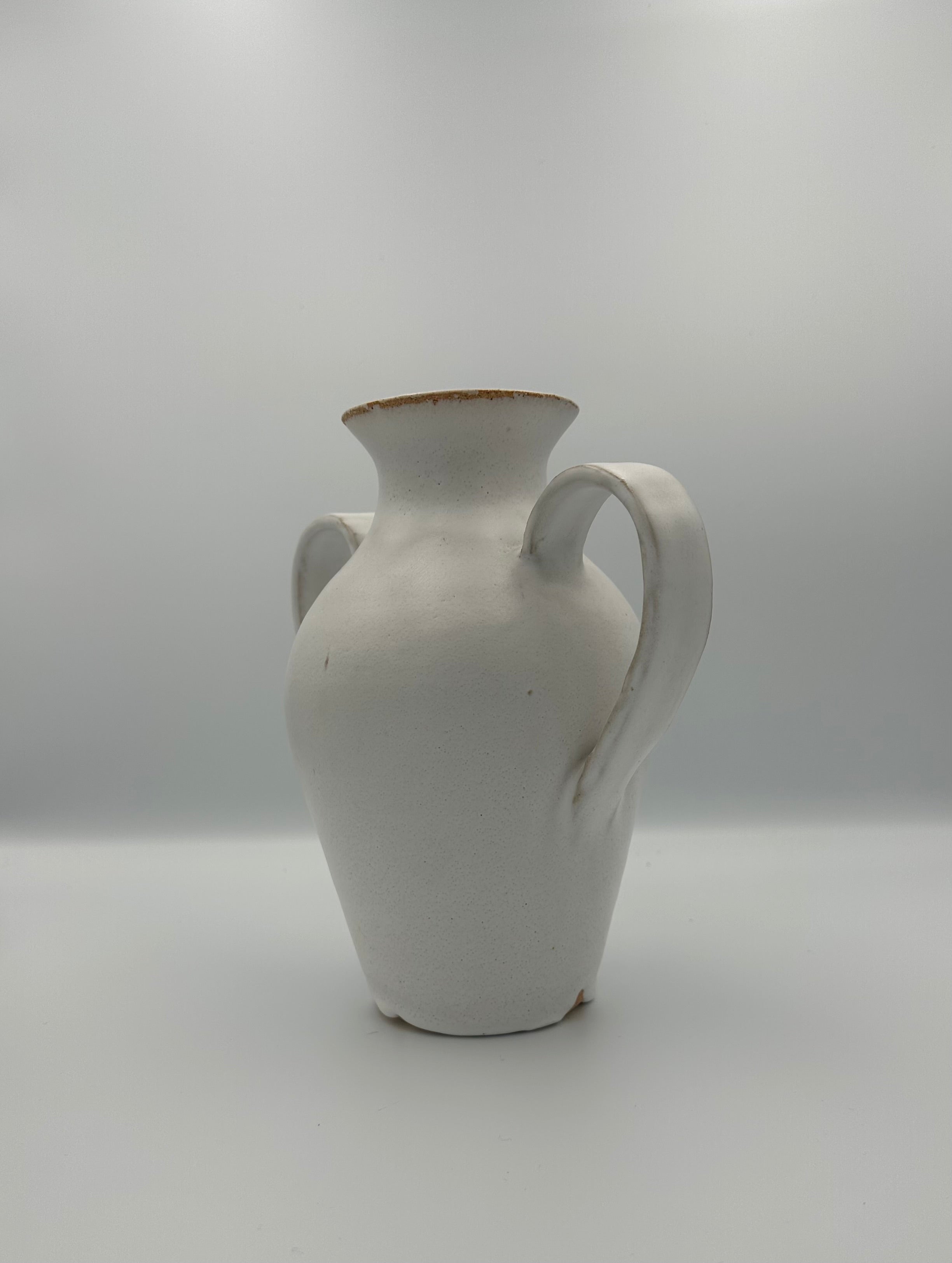 Handled Bulbous Vase - Speckled White