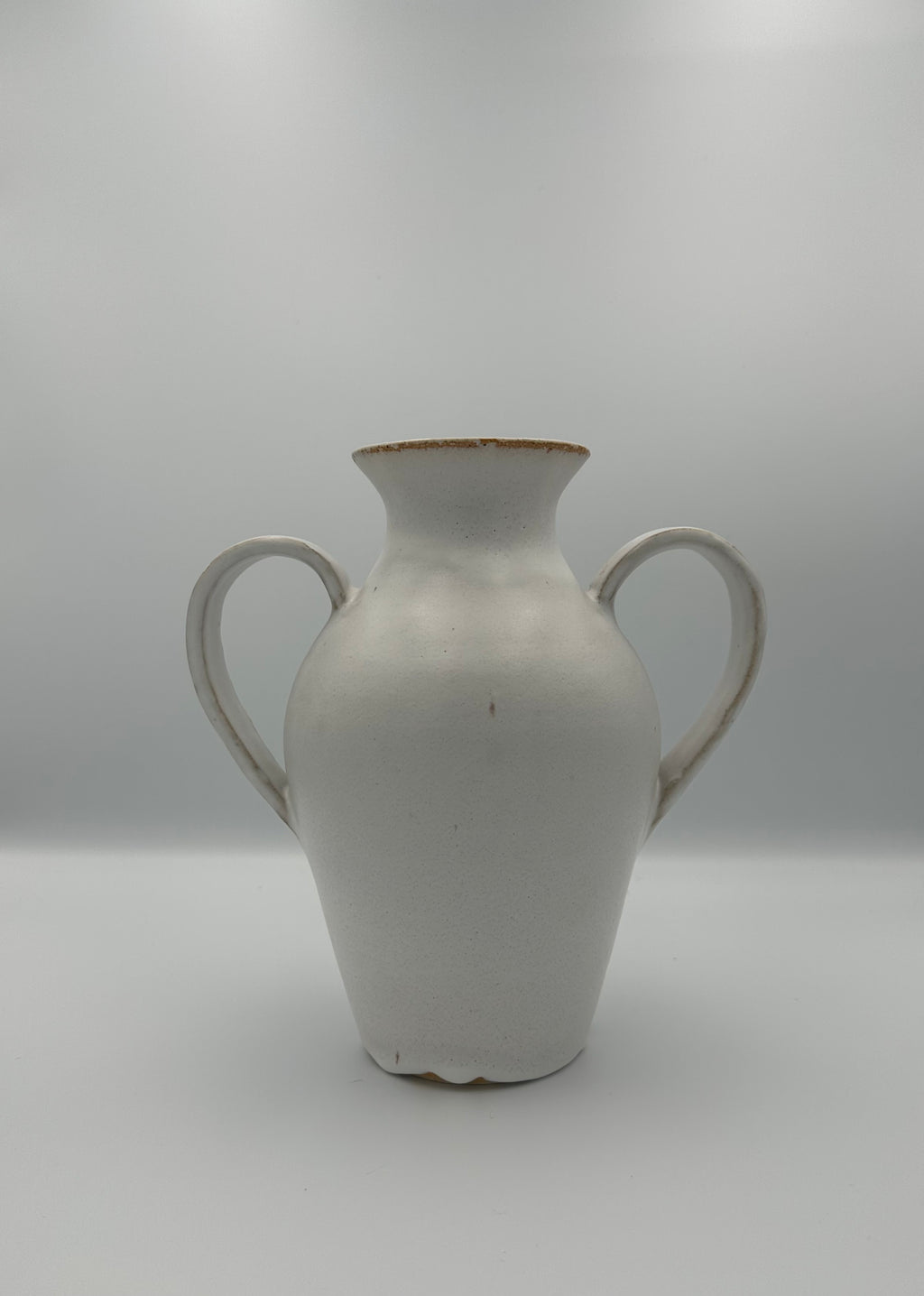 Handled Bulbous Vase - Speckled White