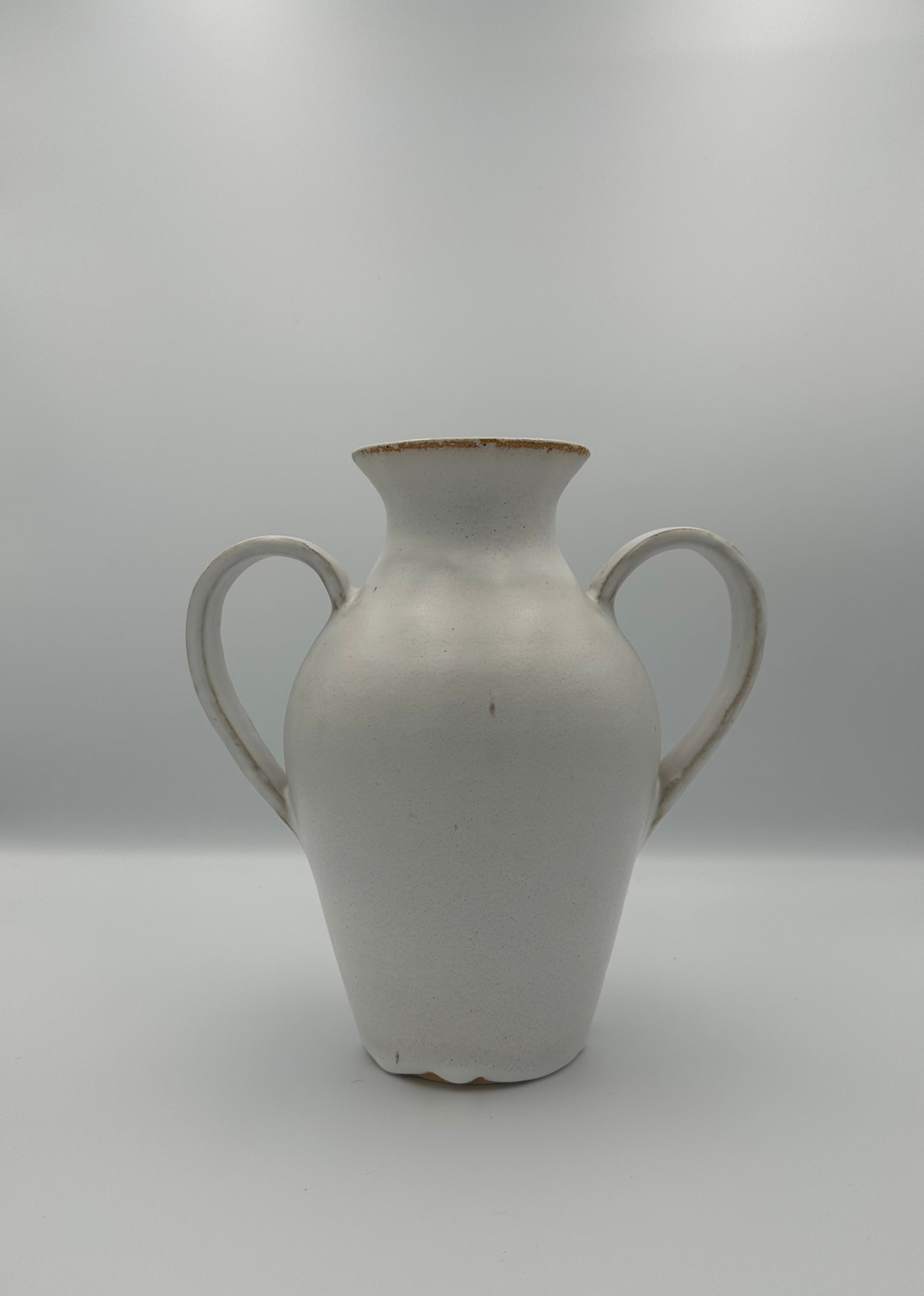 Handled Bulbous Vase - Speckled White