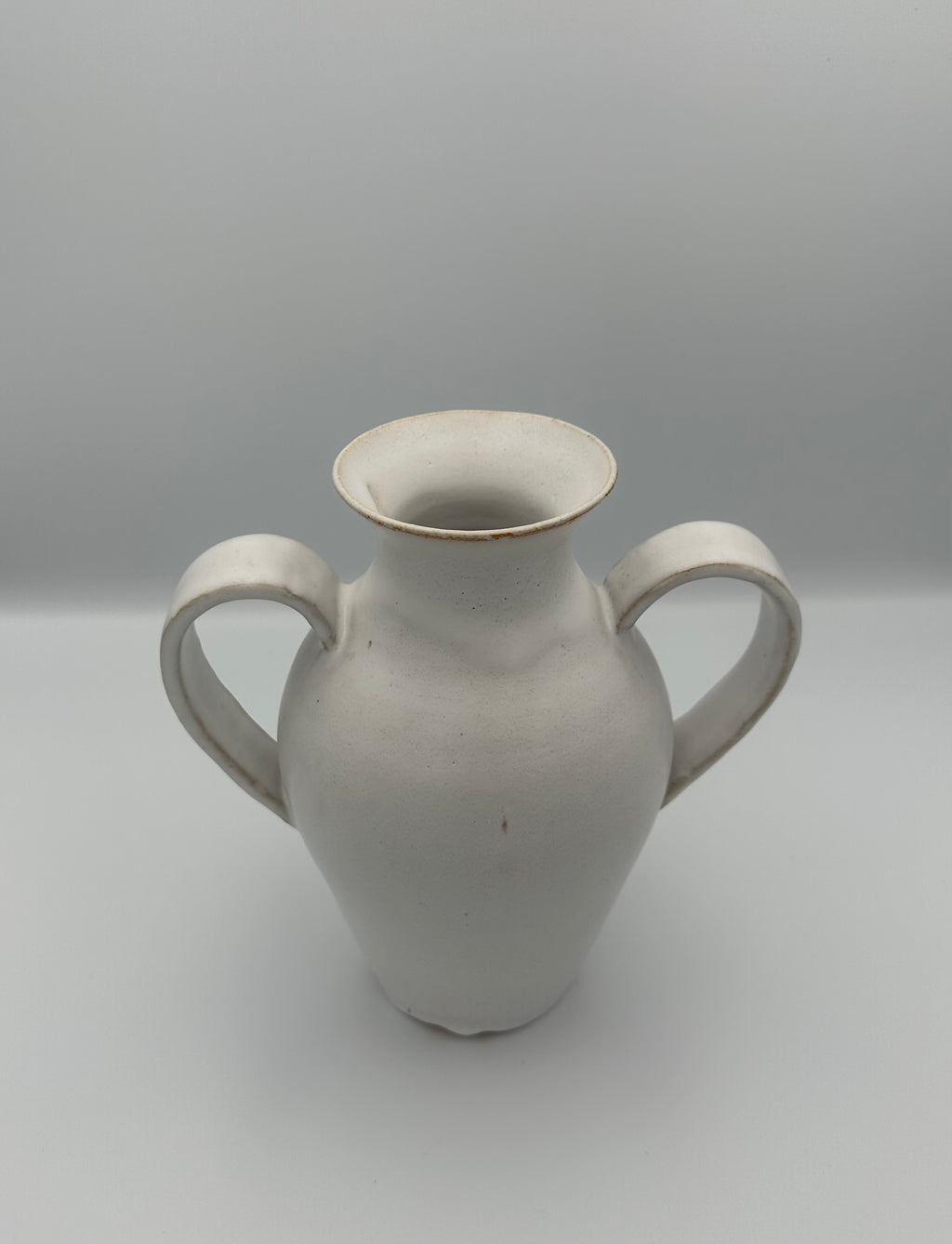 Handled Bulbous Vase - Speckled White