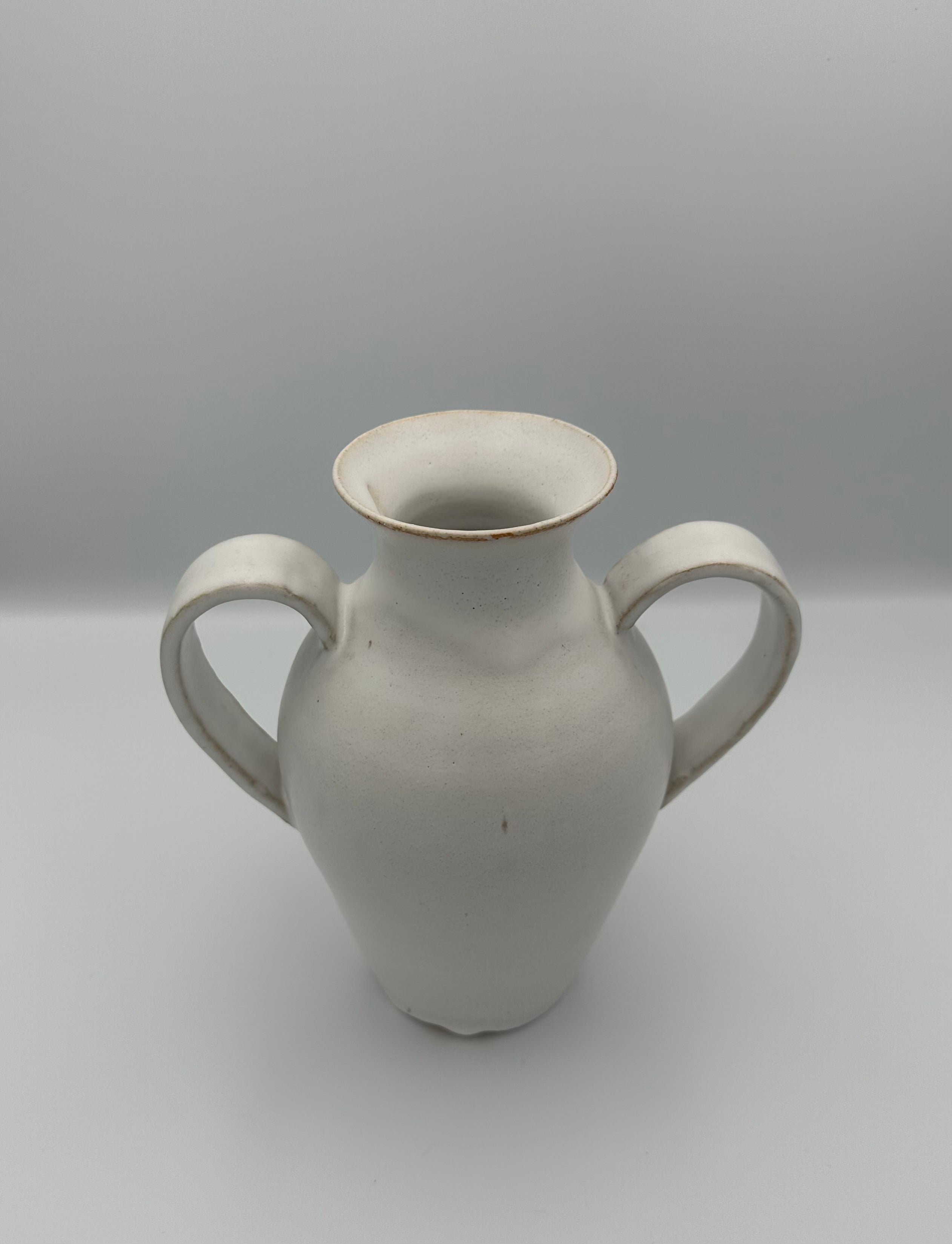 Handled Bulbous Vase - Speckled White